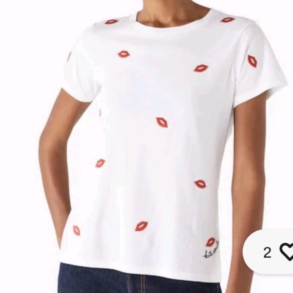 kate spade White Tee with Red Lip Design